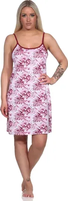 Produktbild von Ärmelloses Damen Spaghetti Träger Nachthemd in floralem Print - auch in Übergrössen ; rot , 60