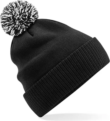 Produktbild von Beechfield B450R | Recycled Snowstar® Beanie - 100% recycelter Polyester - Farbe: Black/White - Größe: One Size