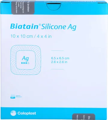 Produktbild von BIATAIN Silicone Ag Schaumverband 10x10 cm, 5 St VER