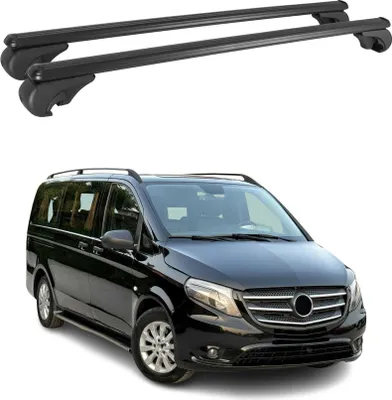 Image de Barres de toit Transversales pour Mercedes Vito W447 2014-2025 Aluminium Noir