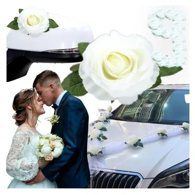 Immagine prodotto di Decorazione auto per matrimonio Fiori per matrimonio Decorazione auto per matrimonio Tulle