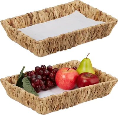 Produktbild von relaxdays 2er Set Obstschalen aus Wasserhyazinthe