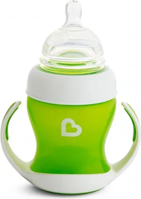 Imagen del producto de Biberón Munchkin MUNCHKIN mokomoji con asas y tetina suave, transición gradual, color verde, para bebés mayores de 4 meses, capacidad de 118 ml, referencia 05178501WWW