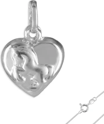 Produktbild von Kinderkette Silber Kinder Kette Herz mit Pferd Anhänger Kinderschmuck