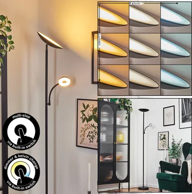 Produktbild von Brusnengo dimmbare Stehlampe aus Metall/Kunststoff in Schwarz/Weiß