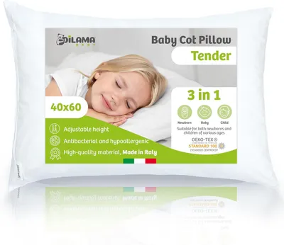Image de Coussin pour enfant 40x60 cm - Hauteur réglable, oreiller pour bébé