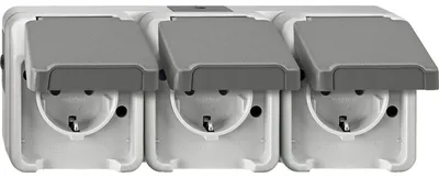 Produktbild von Merten SCHUKO-Dreifach- MEG2391-8029 Steckdose lgr waag. AQUASTAR