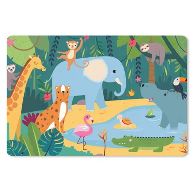 Produktbild von MuchoWow® Mauspad Mousepad Dschungel - Design - Tiere - Kind 27x18 cm - Mousepads - Maus Mat - Pad - Mausunterlage - Büroartikel - Desk Matten