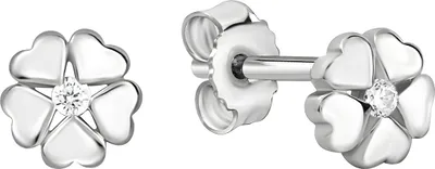 Produktbild von V Ohrstecker 925/- Sterling Silber 0,6cm weiß Zirkonia weiß 371220461R