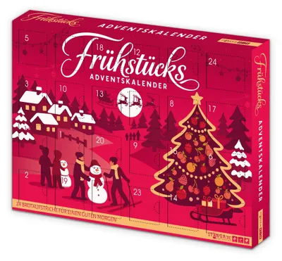 Produktbild von itenga Adventskalender Frühstück Brotaufstriche - Motiv magenta Weihnachten