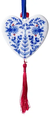 Heinen Delfts Blauw – Weihnachtsornament Hart Plat – Bild 1