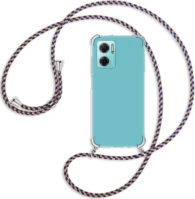 Produktbild von Handykette Backcover-Schutzhülle mit Band (Metall silberfarben) für Xiaomi Redmi 10 5G / Note 11E - blau+beige