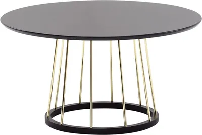 Produktbild von Couchtisch Rund 80x80x42 cm Schwarz Gold Sofatisch Metall Modern, Runder Wohnzimmertisch Salontisch, Tisch Wohnzimmer Groß, Kaffeetisch Loungetisch