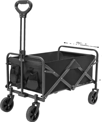 Image de Chariot de transport pliable, grande capacité, poignée réglable, noir