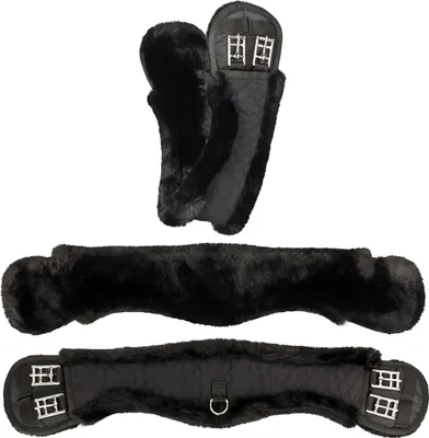 Produktbild von Equinate Mondgurt anatomisch mit synthetischem Lammfell 60cm Schwarz