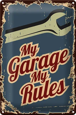 Produktbild von Blechschild Retro 20x30cm My garage my rules