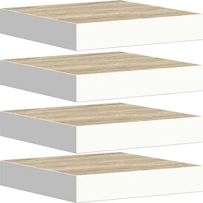 Produktbild von vidaXL Schweberegale 4 Stk. Eichen-Optik und Weiß 23x23,5x3,8 cm MDF