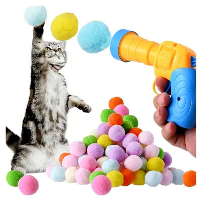 Produktbild von Katzenspielzeug mit 100 interaktiven Bällen und Werfer für Katzen und Kätzchen, Spielzeug für Indoor-Haustiere
