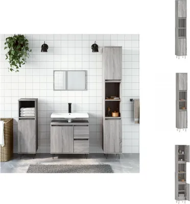 Produktbild von vidaXL Badschrank Grau Sonoma 30x30x190 cm Holzwerkstoff -  Badezimmerwaschtische