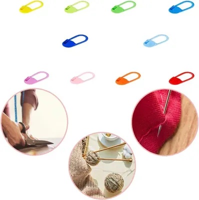 Produktbild von Maschenmarkierer, 10 Stück für Stricken und Häkeln, Sicherheitsnadeln in zufälligen Farben