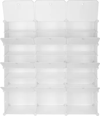 Produktbild von FCH Schuhschrank, 3-reihig, 7 Ebenen, 14 Fächer, Schuhregal, DIY Baukastensystem, steckbare Trennwand, Modular Schuhschrank, 122*32*122cm, weiß
