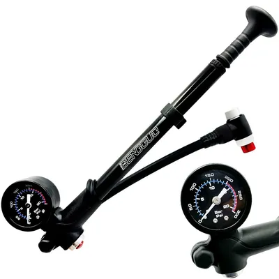 Produktbild von Fahrradpumpe Dämpferpumpe Gabelpumpe - Hochdruck 300 PSI - Mit Manometer - 3-in-1 - Für MTB und Rennrad