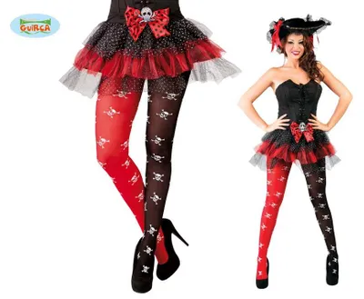 Produktbild von rot schwarze Piraten Strumpfhose für Damen