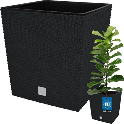 Produktbild von KOTARBAU® Blumentopf 320 mm Set Übertopf mit Innentopf für Pflanzenzucht Anthrazit