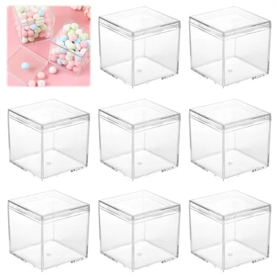 8 Acryl-Aufbewahrungsboxen 5,5×5,5×5,5 cm transparent mit Deckel