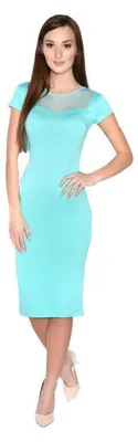 Produktbild von Kleid Kurzarm Top mit Tüll-Ausschnitt; Mintgrün L/XL