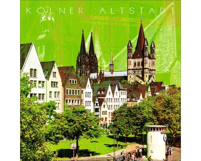 Produktbild von Glasbild Köln Altstadt grün 20x20 cm