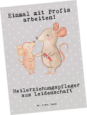 Produktbild von Mr. & Mrs. Panda Postkarte Heilerziehungspfleger Leidenschaft - Grau Pastell - Geschenk, Lustig, Grußkarte, Postkarten, Fotokarte, bildkarte, Ausbildung, Spruch