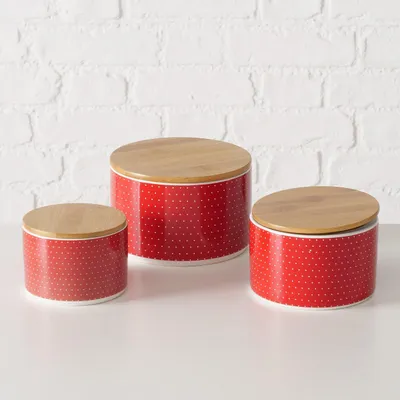 Produktbild von Keramikbehälter mit Bambusdeckel LILLY, 3er-Set