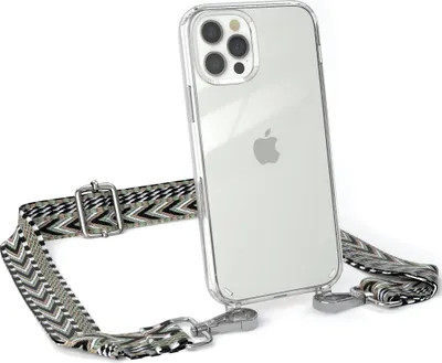 Produktbild von EAZY CASE Handykette - Verstellbarer Trageriemen kompatibel mit Apple iPhone 12 / 12 Pro, Handykordel mit transparenter Silikon-Hülle, Band in Grün