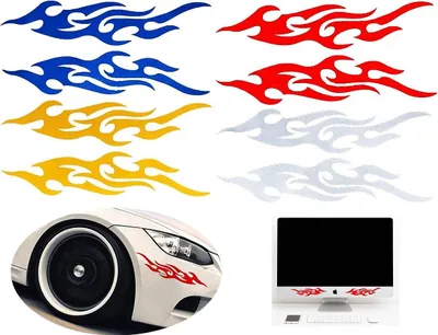 Productafbeelding van Universele vier paar van 7,5 * 1,6 inch zelfklevende nacht reflecterende vlam stickers stickers voor fiets scooter buggy wandelwagen auto motorfiets