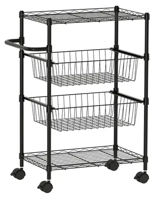 Obrázek produktu pro Mobilní vozík do kuchyně, pojízdný úložný prostor, snadná montáž, 4 úrovně, černá barva