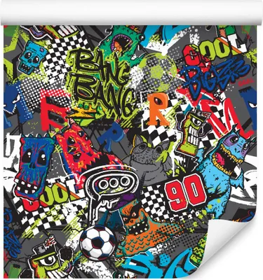 Produktbild von 10m VLIES TAPETE Rolle Kinderzimmer Junge Fußball Sport Graffiti XXL