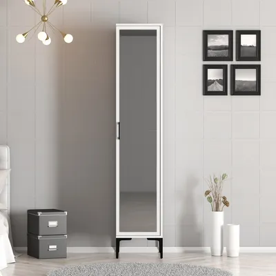 Produktbild von Skye Decor, Kumsal R - White, Kleiderschrank, Weiß, 100 % MELAMINBESCHICHTETE SPANPLATTEN, 40 x 201,4 x 47,5 cm