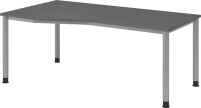 Produktbild von bümö Schreibtisch Serie-H - Gestell: Silber, Nachbildung: Graphit, Größe:  180 x 100 cm