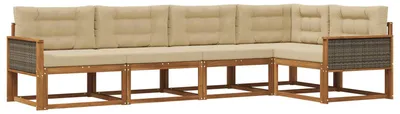 Immagine prodotto di vidaXL Set di divani da esterno, 5 pezzi, colore naturale e beige