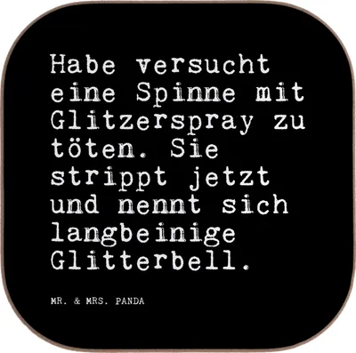 Produktbild von Mr. & Mrs. Panda Untersetzer für Gläser Habe versucht eine Spinne... - Schwarz - Geschenk, Sprüche, Coaster, Freundin, Spruch, Tischschoner, Junggesellinnenabschied, Glas