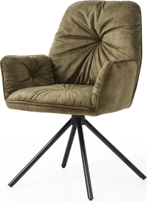 Produktbild von SalesFever Armlehnstuhl mit 360 Grad Drehfunktion | Bezug Vintage Samtvelours | Gestell Metall | B 61 x T 59x H 90 cm | grün-schwarz
