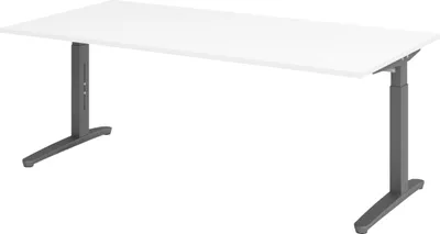 Produktbild von bümö Schreibtisch Serie-XB - Nachbildung: Weiß, Gestell: Graphit, Größe:  200 x 100 cm
