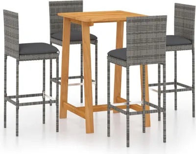 Produktbild von vidaXL 5-tlg. Gartenbar-Set mit Kissen Grau