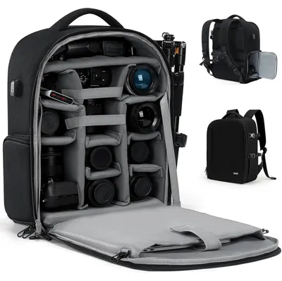 Immagine prodotto di Zaino professionale per fotocamere mirrorless e reflex, impermeabile, nero, taglia XXL