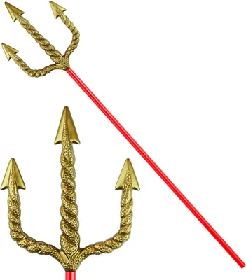 Produktbild von "Goldener Dreizack - Stiel Rot" 120 Cm
