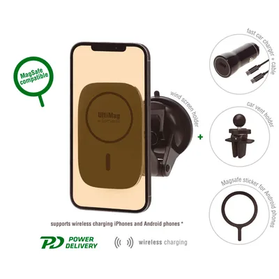 Produktbild von 4smarts Wireless Kfz Ladeset UltiMag RoadTrip 15W, schwarz