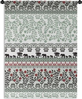Produktbild von MuchoWow® Wandteppich Wandbehang Pflanzen - Elefant - Muster 90x120 cm Tapisserie Dekoration Wandtuch - Wanddeko
