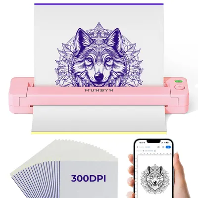 Immagine prodotto di Stampante per stencil per tatuaggi ITP06, 300 DPI, Bluetooth, stampante termica per tatuaggi con 20 fogli di carta transfer
