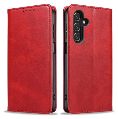 Produktbild von Handyhülle für Samsung Galaxy A25 5G Kunstleder Flip Cover Hülle Klapphülle Case Kartenfach Farbe: Rot
